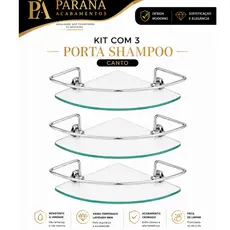 Kit 03 Porta Shampoo Suporte De Banheiro Canto Incolor Organizador De Box