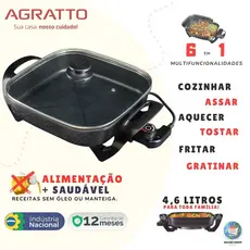 Panela Elétrica 1500w 4,6L Quadrada Agratto Mangiare Antiaderente Assar Cozinhar Fritar 110v ou 220v
