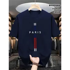 Camiseta Masculina De Manga Curta Camiseta Masculina Estampada 100% Algodão Camisa Masculina Paris