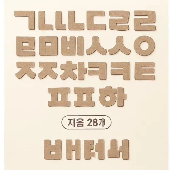 Alfabeto Coreano Hangul em MDF 3,5 cm • 41 Letras • Corte a Laser • Educativo e Decorativo