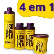 Kit Progressiva Lisoterapia Sem Formol 500mL Shampoo Condicionador Máscara Reconstrutora  4 em 1