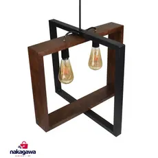 Luminaria Metal e Madeira 45x40cm 2 Lampadas