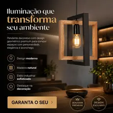 Luminaria Metal e Madeira 25x25 P/ 1 Lampada