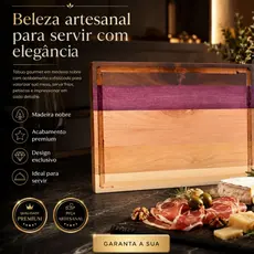 Tábua de Carne Marchetada 42x29 Imbuia/Roxinho/Cedro Rosa