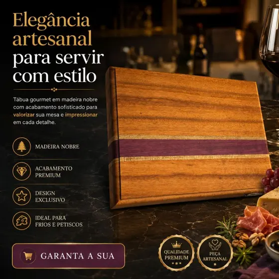 Tábua Gourmet Prime 28x19 Madeira Natural Muiricatiara