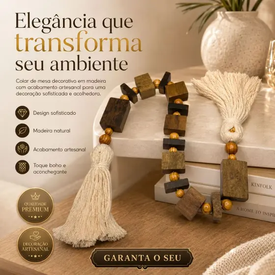 Colar de Mesa de Madeira Adorno Rústico para Mesas