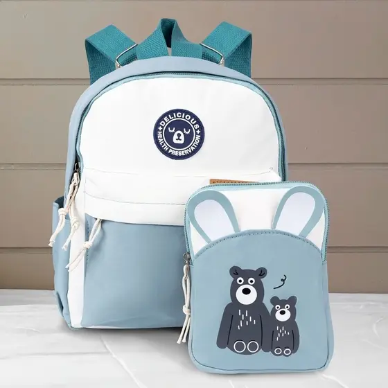 Kit Mochila e Infantil Escolar com Estampa de Urso Conforto Resistência e Qualidade Ideal para Escola e Passeios