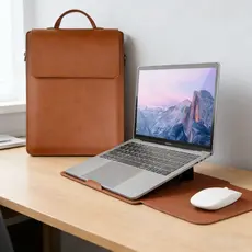 com Suporte para Escritório e Estudo Bolsa Multiuso para Laptop  Capa de Couro PU 13 a 16 Polegadas