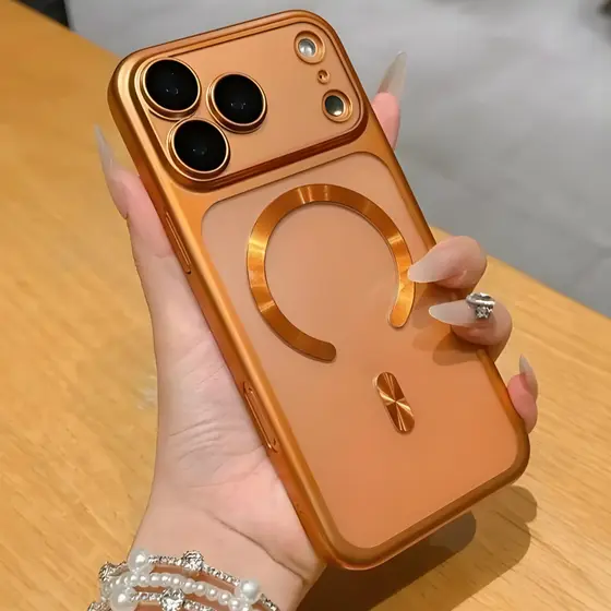 Capinha Capa Magnética Indução laranja luxo Para iPhone 17 17pro 17promax proteção câmera