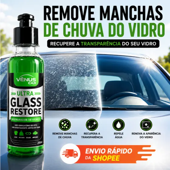 Limpa Vidro Automotivo Tira Manchas de Chuva E Desembaça | Vênus Car 200ml