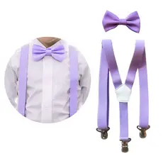 Kit Suspensório E Gravata Borboleta Infantil Lilás Lavanda 0/9 anos e Outras Cores Pajem Batizado Formatura Festa