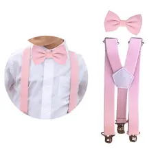 Kit Suspensório E Gravata Borboleta Infantil Rosa Bebê 0 a 9 anos e Outras Cores Pajem Noivinho Batizado Formatura Festa