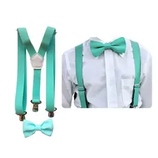 Kit Suspensório E Gravata Borboleta Juvenil Verde Água Menta 10 a 17 anos e +Cores Pajem Formando Batizado Formatura