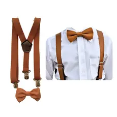 Kit Suspensório E Gravata Borboleta Juvenil Caramelo 10 a 17 anos e Outras Cores Pajem Formando Batizado Formatura