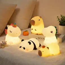 Luminária de Mesa Infantil Bichinhos Recarregável Toque Touch em borracha de silicone –Mini Luminária Abajur Tematicas v