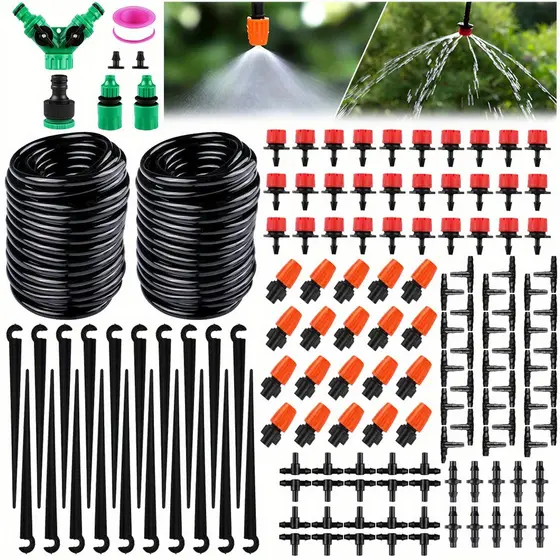 Kit Irrigação Automática 149 Peças Jardim Horta Gotejamento Completo com Tubo 30m