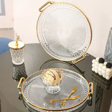 Bandeja Organizadora Decorativa Multiuso Para Servir Nórdica Com Alça e Detalhe em Dourado Decoração de Mesa