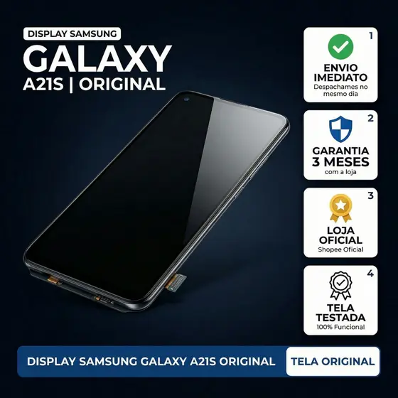 TELA DISPLAY FRONTAL SAMSUNG GALAXY A21S SEM ARO