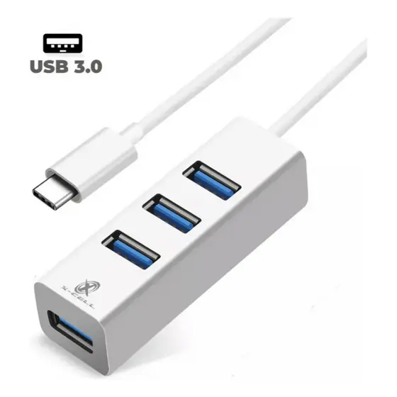 Hub Adaptador XC-HUB-10 USB/USB Tipo C Branco Flex