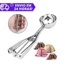 Colher Pegador Concha De Sorvete Bola Em Inox C/ Ejetor