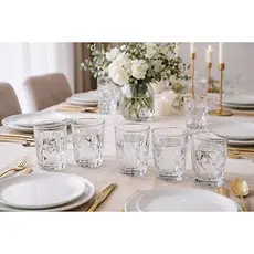 Jogo 6 Copos Diamond Transparente Vidro 350ml Resistente Diamante