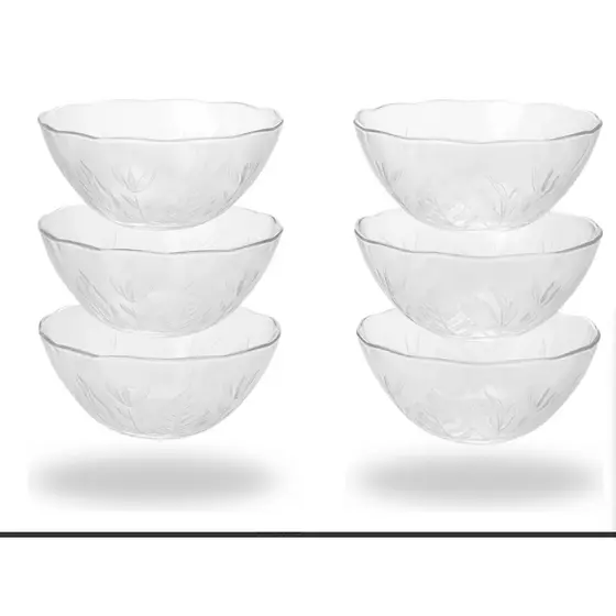 Jogo De Sobremesa Com 6 Tigela Bowl Em Vidro Petisco Cristal Decoração