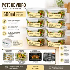 it  Potes de Vidro Hermético 600ml Tampa Trava Quadrado Marmita Refratária Forno Micro-ondas Freezer