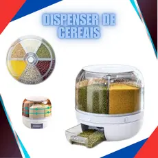 Dispenser De Alimentos Grãos E Cereais Giratório Com 6 Divisões 23cm