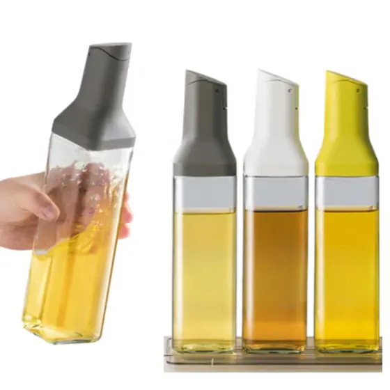 Galheteiro De Vidro Quadrado Tampa Automática 500ml Porta Azeite Vinagre Óleo