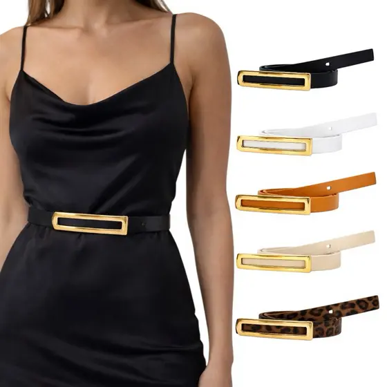 Kit 3 Cintos Femininos Tendência Da Moda Skinny Sofisticado Fivela Dourada Alfaiataria - Alice