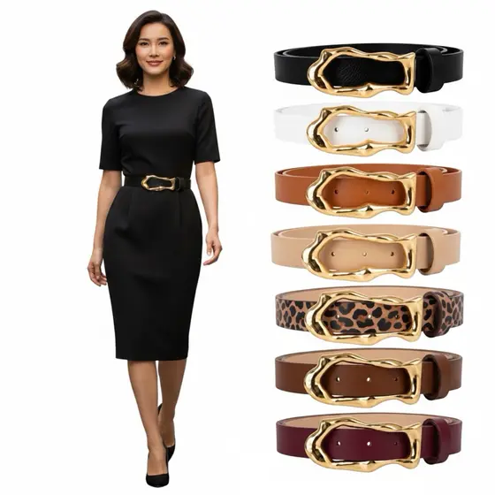 Cintos Femininos Fivela Orgânica Delicada Da Moda Simples Básica Elegante Sofisticadas Skinny - Cleide