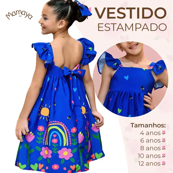Vestido Barrado Manga Infantil Menina Estampado Junino Xadrez Casual Festa