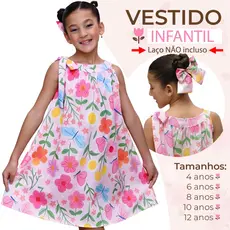 Vestido Infantil Menina Luxo Estampado Bloguerinha Jardim Colorido Festa Lançamento Envio Rápido 4 a 12