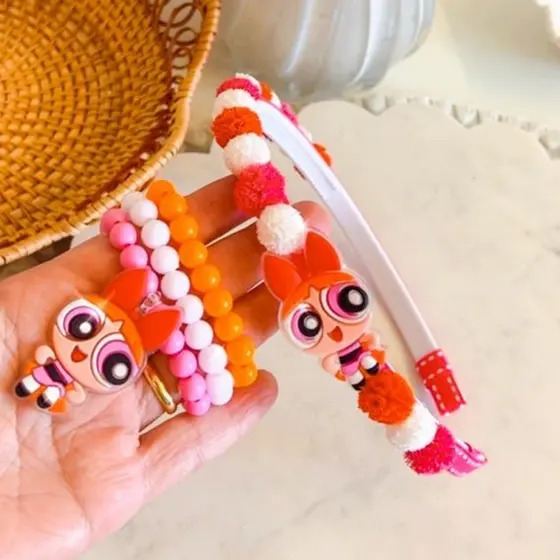 Tiara e Pulseiras Infantil Meninas Super Poderosas Kit Infantil Dia das Crianças Presente para Menina