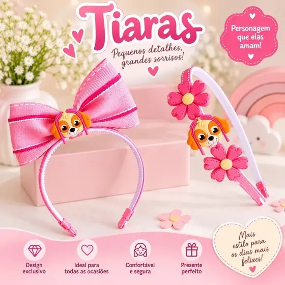 Tiara Infantil Skye Patrulha Canina Arco Skye Acessório de Menina Patrulha Canina