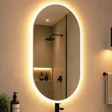 Espelho Oval Com Led orgânico Lapidado Luxo Quarto Sala Banheiro Grande Em Várias Medidas