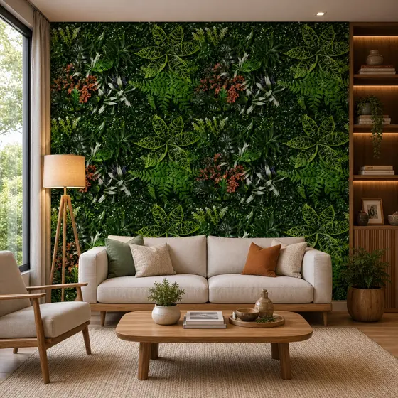 Placa 40x60 Jardim Vertical Verde Planta Flores Artifical Folhagem Buxinho