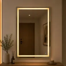 Espelho Camarim Retangular LED 120x70 Jateado 3 Cores Profissional Grande Luz Maquiagem Decorativo