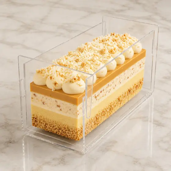 Kit Slice Cake 30x10x10 Forma Retangular De Bolo Em Fatias Acrilico Cristal Confeiteira Delivery
