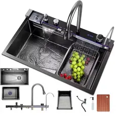 Kit Cuba Cozinha Gourmet Luxo Aço Inox Cinzento Com Acessórios Conjunto De Torneiras 75cm