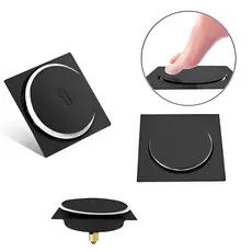 Ralo Click Inteligente Quadrado 10x10 cm a 15x15 cm para Banheiro, com Sistema Antiodor