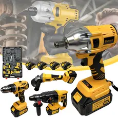 Kit Ferramentas 4 em 1 48V Profissional: Furadeira, Parafusadeira, Impacto, Esmerilhadeira