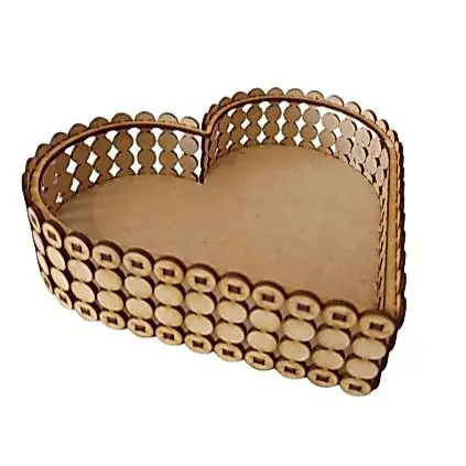 Bandeja Coração Meia Pérola MDF 20x17x5cm – Decorativa Artesanal Sem Tampa