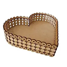 Bandeja Coração Meia Pérola MDF 20x17x5cm – Decorativa Artesanal Sem Tampa