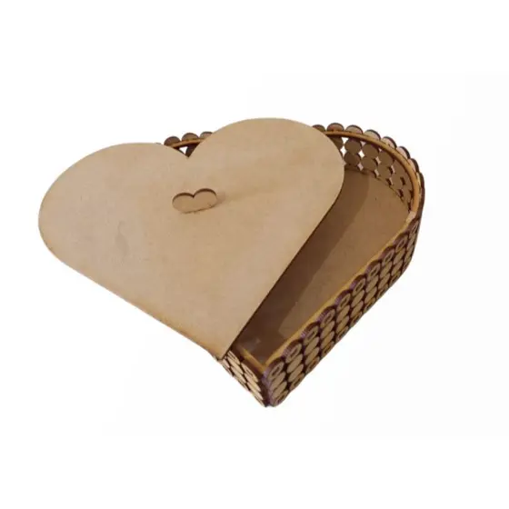 Bandeja Coração Meia Pérola MDF 20x17x5cm – Decorativa Artesanal com Tampa