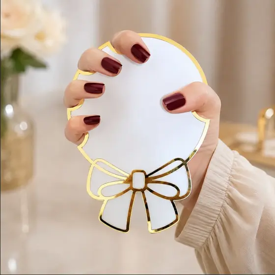 Plaquinha Expositor de Unhas Para Manicure Fotos De Exibição Em Acrílico Espelhado e MDF