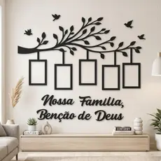 Quadro Árvore Da Família Mdf Porta Retrato Parede 70x40cm