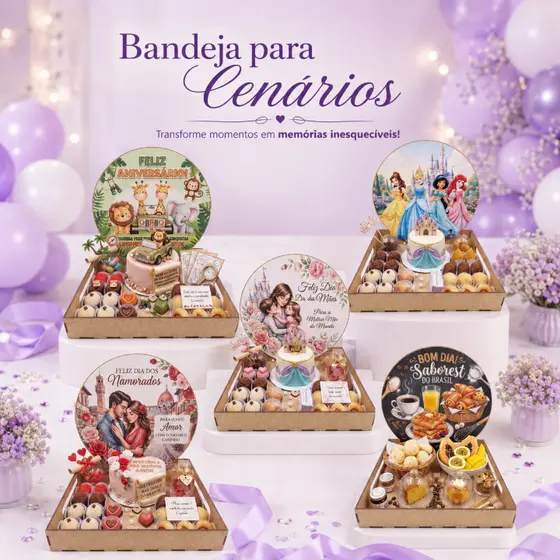 KIT BANDEJA CENARIO TAMANHO DE 30CM KIT 5, 10, 15 E 20 UNIDADES CESTA ANIVERSÁRIO DECORATIVA FESTA