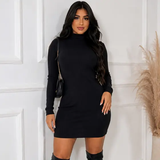 Vestido Manga Longa Feminino Gola Alta Tubinho Inverno São João Rodeio