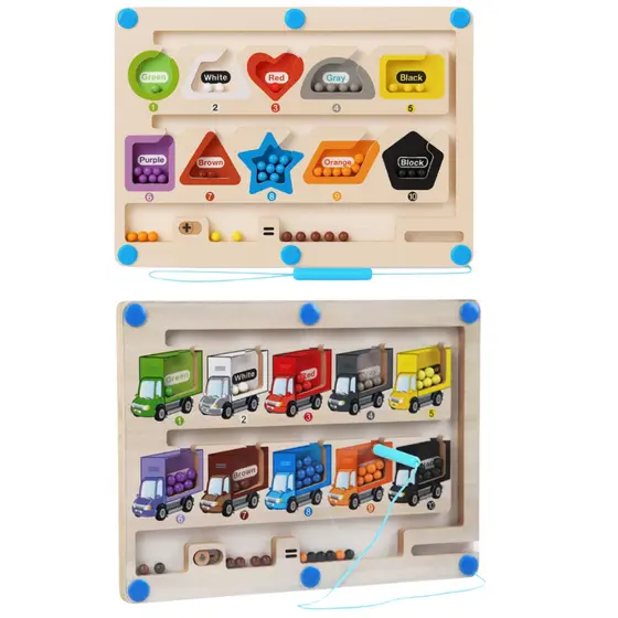 Labirinto Magnético Infantil Montessori de Madeira – Brinquedo Educativo Números e Cores